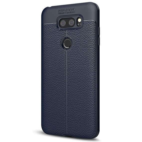 Microsonic LG V30 Kılıf Deri Dokulu Silikon Lacivert 2