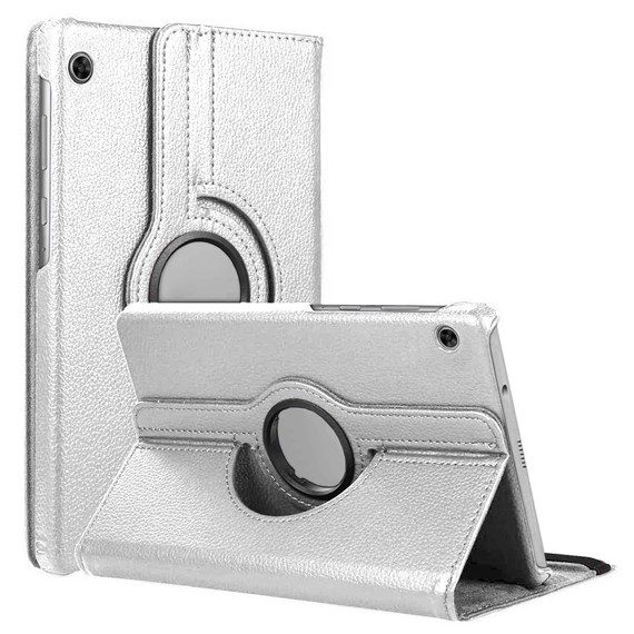 Microsonic Lenovo Tab M10 TB-X505F 10 1 Kılıf ZA4G0072TR 360 Rotating Stand Deri Gümüş 1