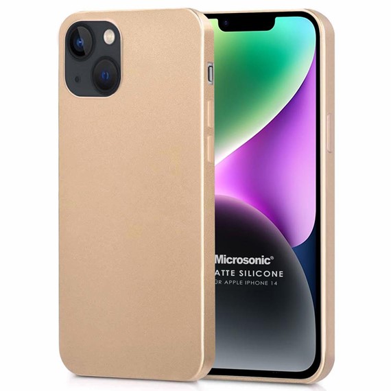 Microsonic Matte Silicone Apple iPhone 14 Kılıf Gold 1