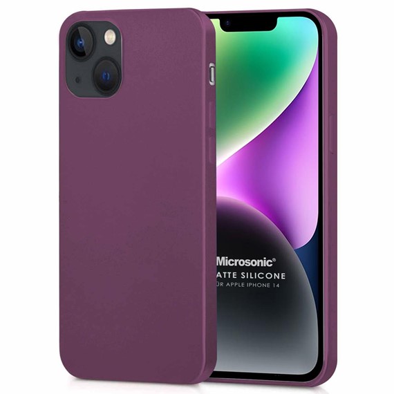 Microsonic Matte Silicone Apple iPhone 14 Kılıf Mor 1