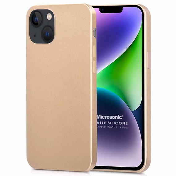 Microsonic Matte Silicone Apple iPhone 14 Plus Kılıf Gold 1