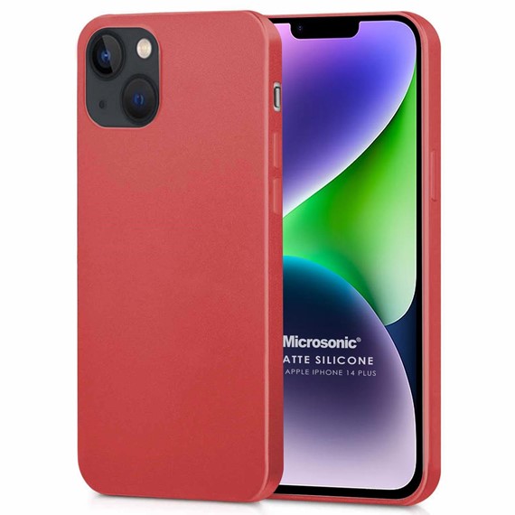 Microsonic Matte Silicone Apple iPhone 14 Plus Kılıf Kırmızı 1