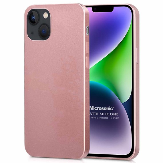 Microsonic Matte Silicone Apple iPhone 14 Plus Kılıf Rose Gold 1