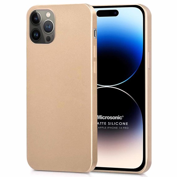 Microsonic Matte Silicone Apple iPhone 14 Pro Kılıf Gold 1