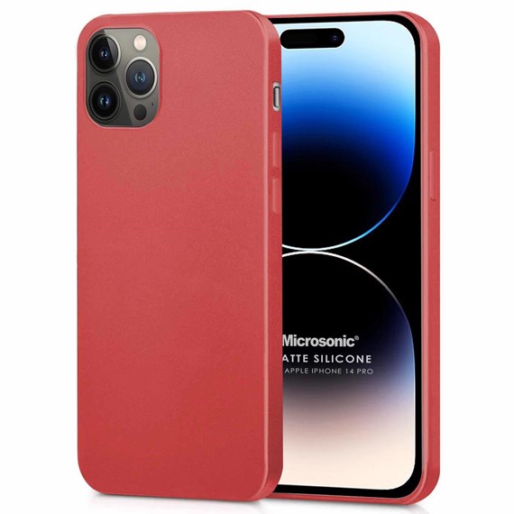 Microsonic Matte Silicone Apple iPhone 14 Pro Kılıf Kırmızı 1