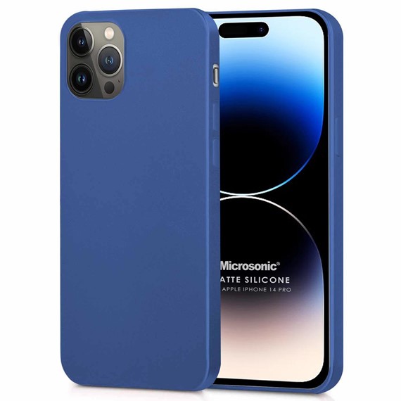 Microsonic Matte Silicone Apple iPhone 14 Pro Kılıf Lacivert 1