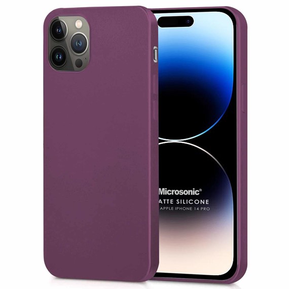 Microsonic Matte Silicone Apple iPhone 14 Pro Kılıf Mor 1