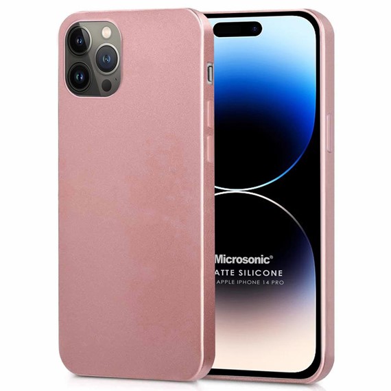 Microsonic Matte Silicone Apple iPhone 14 Pro Kılıf Rose Gold 1