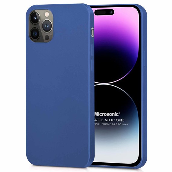 Microsonic Matte Silicone Apple iPhone 14 Pro Max Kılıf Lacivert 1