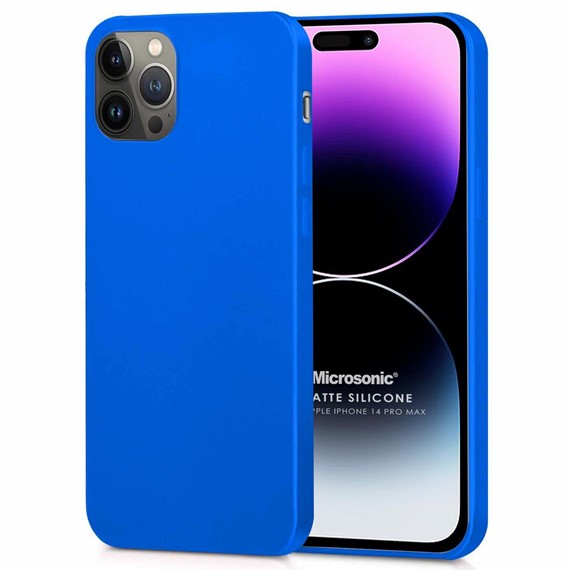 Microsonic Matte Silicone Apple iPhone 14 Pro Max Kılıf Mavi 1