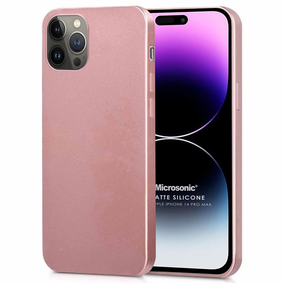 Microsonic Matte Silicone Apple iPhone 14 Pro Max Kılıf Rose Gold 1