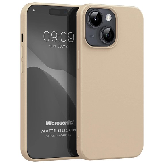 Microsonic Matte Silicone Apple iPhone 15 Kılıf Gold 1