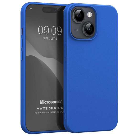 Microsonic Matte Silicone Apple iPhone 15 Plus Kılıf Mavi 1