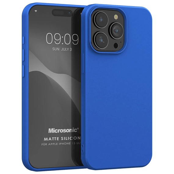 Microsonic Matte Silicone Apple iPhone 15 Pro Max Kılıf Mavi 1