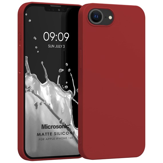 Microsonic Matte Silicone Apple iPhone 16e Kılıf Kırmızı 1