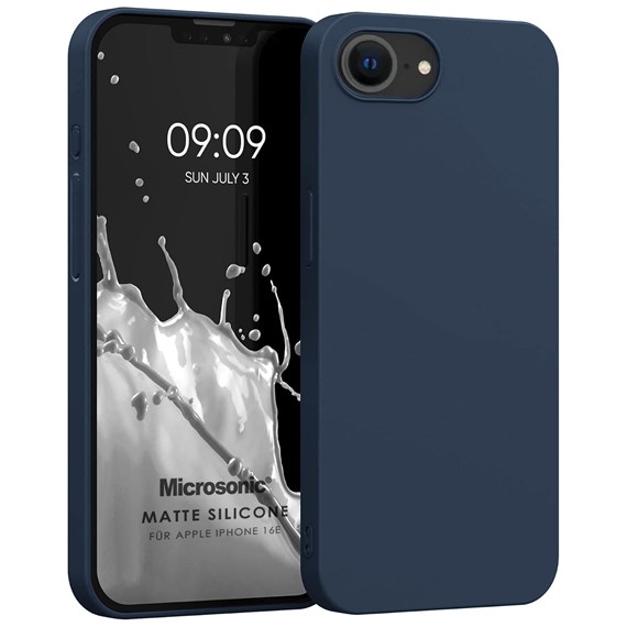 Microsonic Matte Silicone Apple iPhone 16e Kılıf Lacivert 1