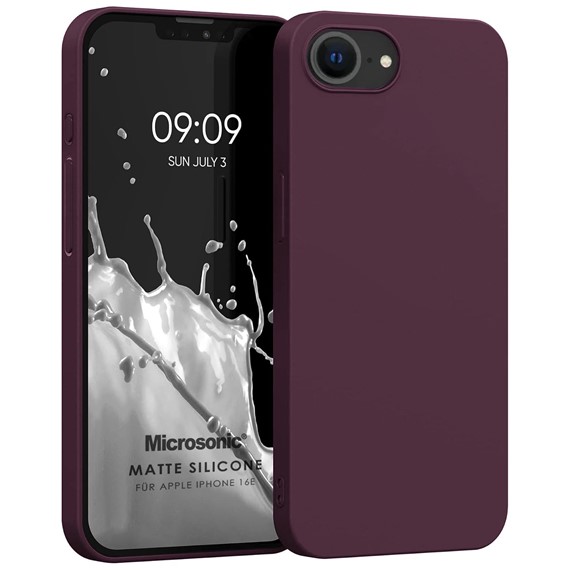 Microsonic Matte Silicone Apple iPhone 16e Kılıf Mor 1