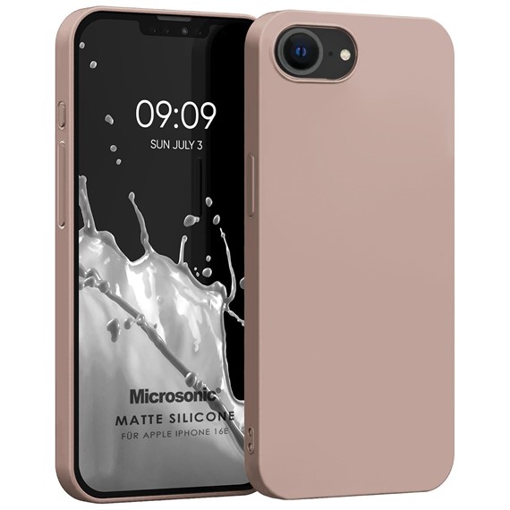 Microsonic Matte Silicone Apple iPhone 16e Kılıf Rose Gold 1