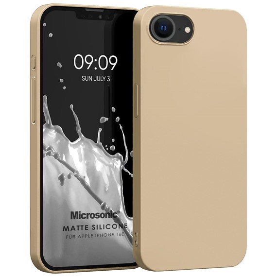 Microsonic Matte Silicone Apple iPhone 16e Kılıf Gold 1