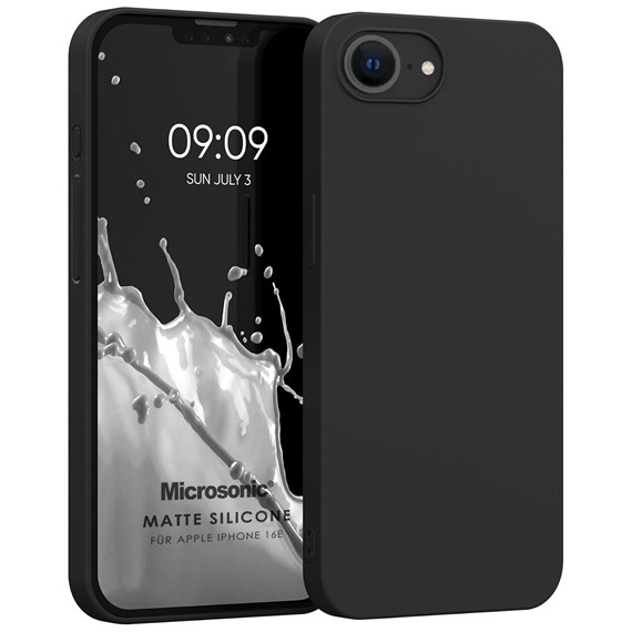 Microsonic Matte Silicone Apple iPhone 16e Kılıf Siyah 1