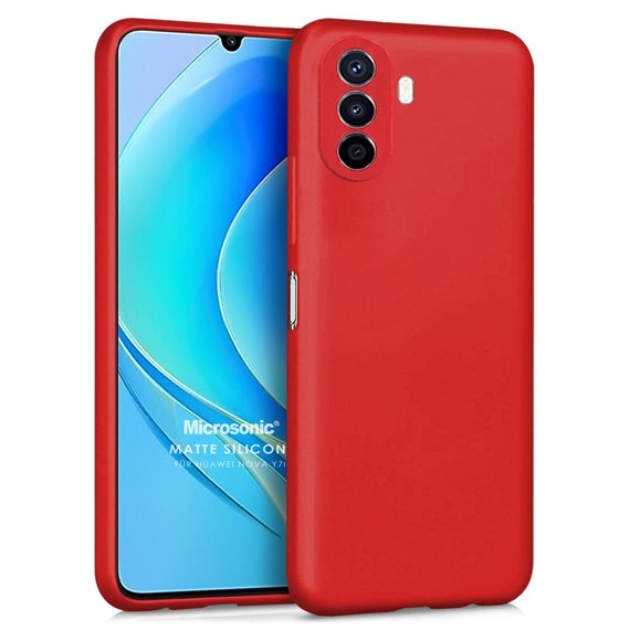 Microsonic Matte Silicone Huawei Nova Y70 Kılıf Kırmızı 1