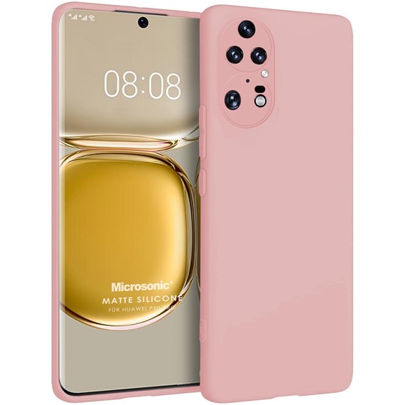 Microsonic Matte Silicone Huawei P50 Pro Kılıf Rose Gold 1