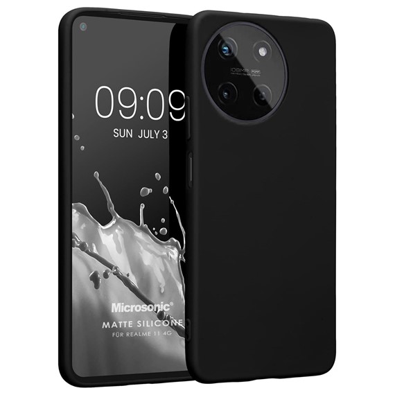 Microsonic Matte Silicone Realme 11 4G Kılıf Siyah 1