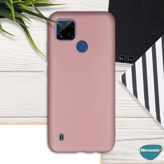 Microsonic Matte Silicone Realme C25Y Kılıf Rose Gold 4