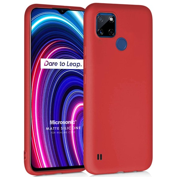 Microsonic Matte Silicone Realme C25Y Kılıf Kırmızı 1