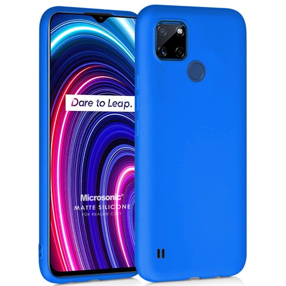 Microsonic Matte Silicone Realme C25Y Kılıf Mavi 1