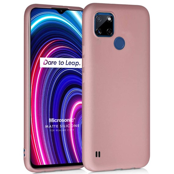 Microsonic Matte Silicone Realme C25Y Kılıf Rose Gold 1