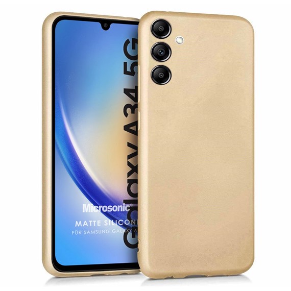 Microsonic Matte Silicone Samsung Galaxy A34 Kılıf Gold 1