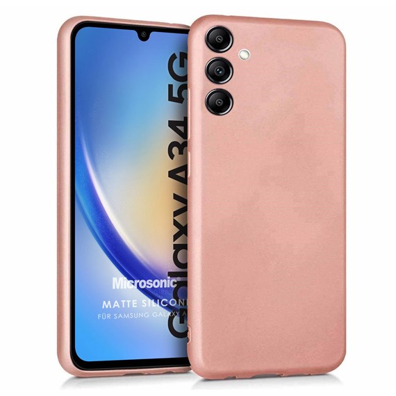 Microsonic Matte Silicone Samsung Galaxy A34 Kılıf Rose Gold 1