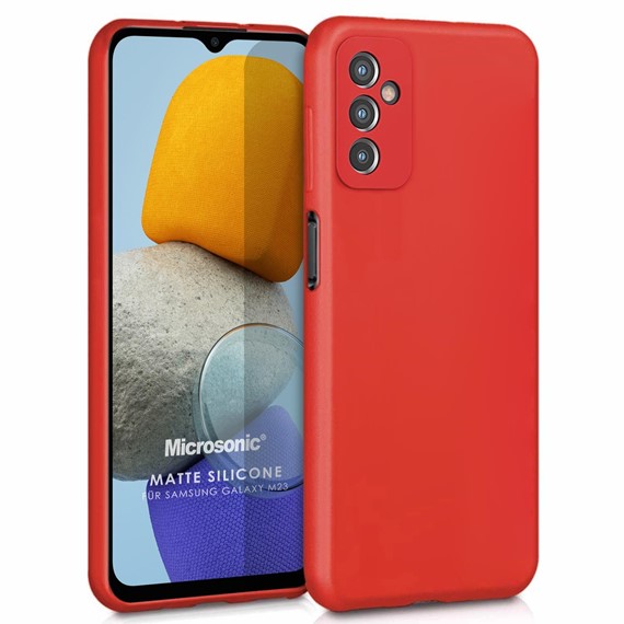 Microsonic Matte Silicone Samsung Galaxy M13 Kılıf Kırmızı 1