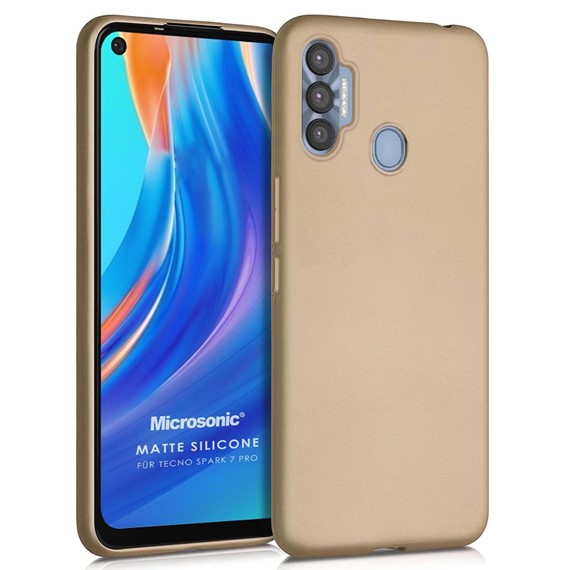 Microsonic Matte Silicone Tecno Spark 7 Pro Kılıf Gold 1