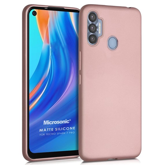 Microsonic Matte Silicone Tecno Spark 7 Pro Kılıf Rose Gold 1