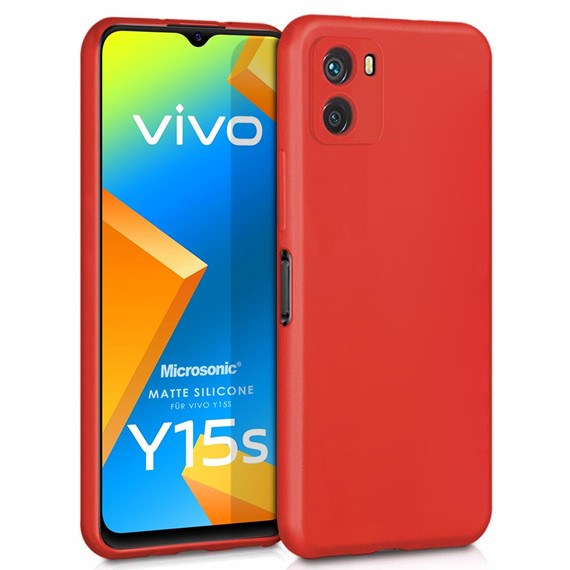 Microsonic Matte Silicone Vivo Y15s Kılıf Kırmızı 1