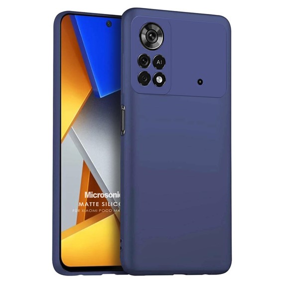 Microsonic Matte Silicone Xiaomi Poco M4 Pro 4G Kılıf Lacivert 1