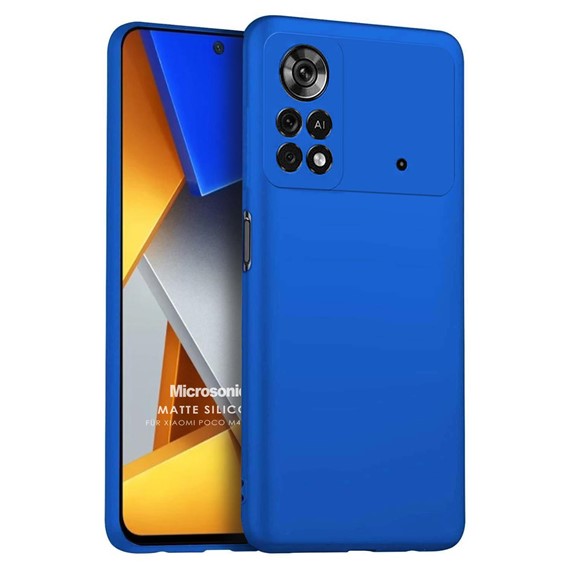 Microsonic Matte Silicone Xiaomi Poco M4 Pro 4G Kılıf Mavi 1