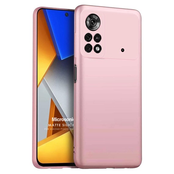 Microsonic Matte Silicone Xiaomi Poco M4 Pro 4G Kılıf Rose Gold 1