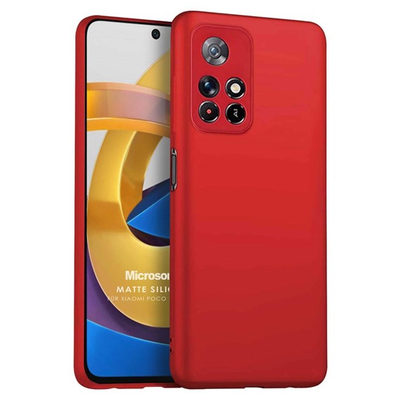 Microsonic Matte Silicone Xiaomi Redmi Note 11T Kılıf Kırmızı 1
