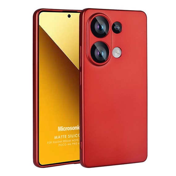Microsonic Matte Silicone Xiaomi Poco M6 Pro 4G Kılıf Kırmızı 1