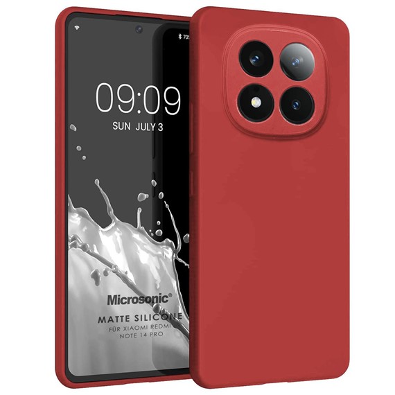 Microsonic Matte Silicone Xiaomi Redmi Note 14 Pro 4G Kılıf Kırmızı 1
