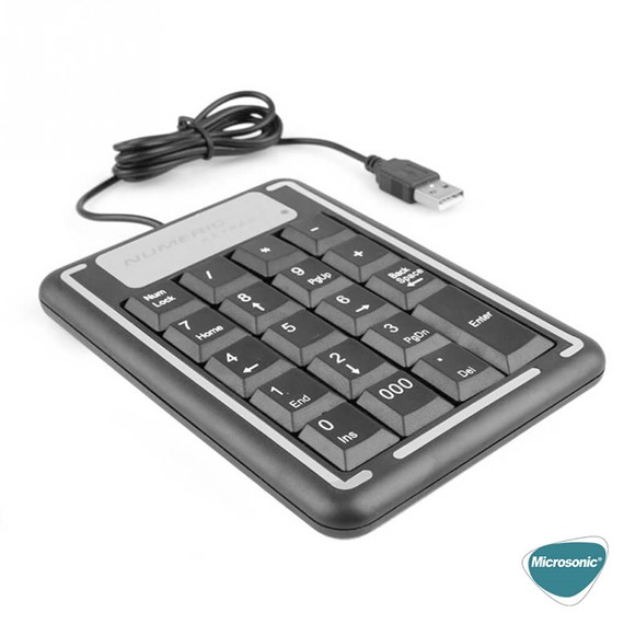 Microsonic Numeric Keypad Numpad USB Kablolu Keypad Numerik Klavye Siyah 4