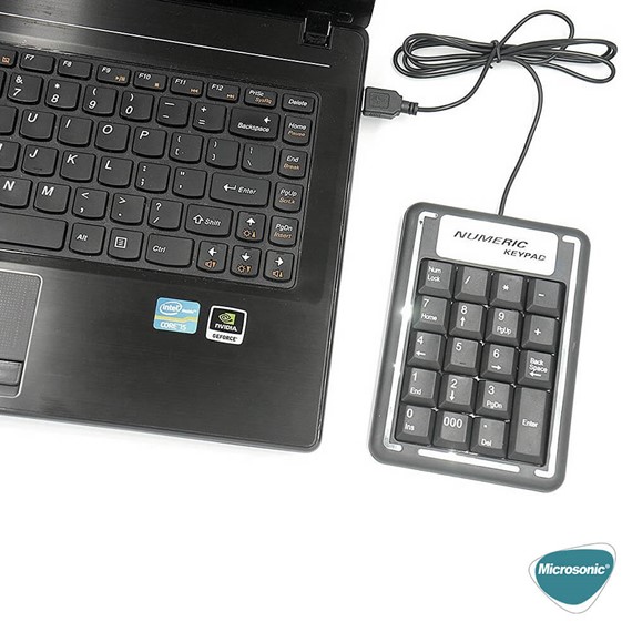 Microsonic Numeric Keypad Numpad USB Kablolu Keypad Numerik Klavye Siyah 7