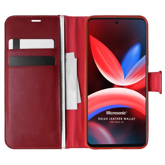 Microsonic Omix X6 Kılıf Delux Leather Wallet Kırmızı 1