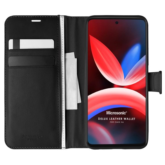 Microsonic Omix X6 Kılıf Delux Leather Wallet Siyah 1