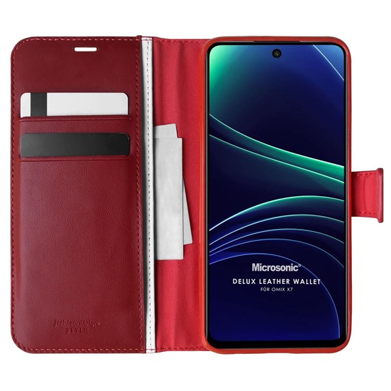 Microsonic Omix X7 Kılıf Delux Leather Wallet Kırmızı 1