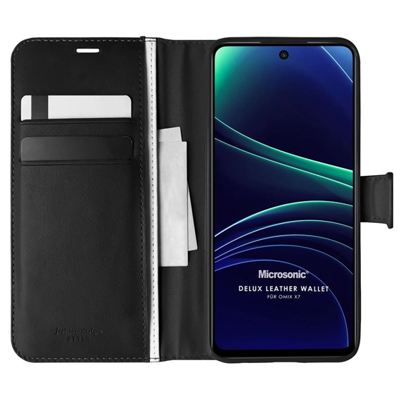 Microsonic Omix X7 Kılıf Delux Leather Wallet Siyah 1