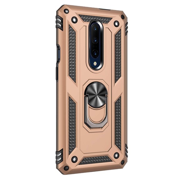 Microsonic OnePlus 7 Pro Kılıf Military Ring Holder Gold 2